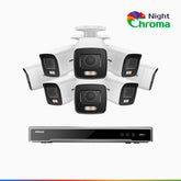 NightChroma<sup>TM</sup> NCK800 – 4K 16 Channel 8 Cameras PoE Security System, f/1.0 Super Aperture, Color Night Vision, 2CH 4K Decoding Capability, Human & Vehicle Detection, Intelligent Behavior Analysis, Built-in Mic, 124° FoV, All-Metal Housing